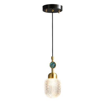 Modern Textured Glass 1-Light Hanging Jar Pendant Light