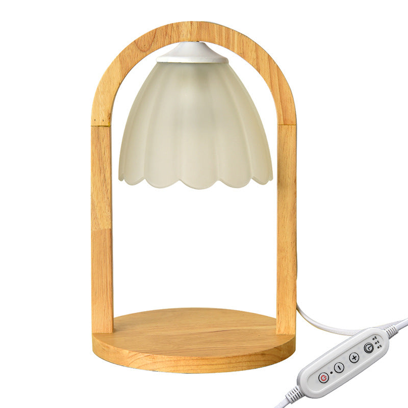 Moderne, minimalistische 1-Licht-Tischlampe aus schmelzendem Wachs aus Holz