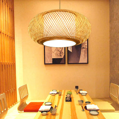 Modern Bamboo Weaving 1-Light Globe LED Pendant Light