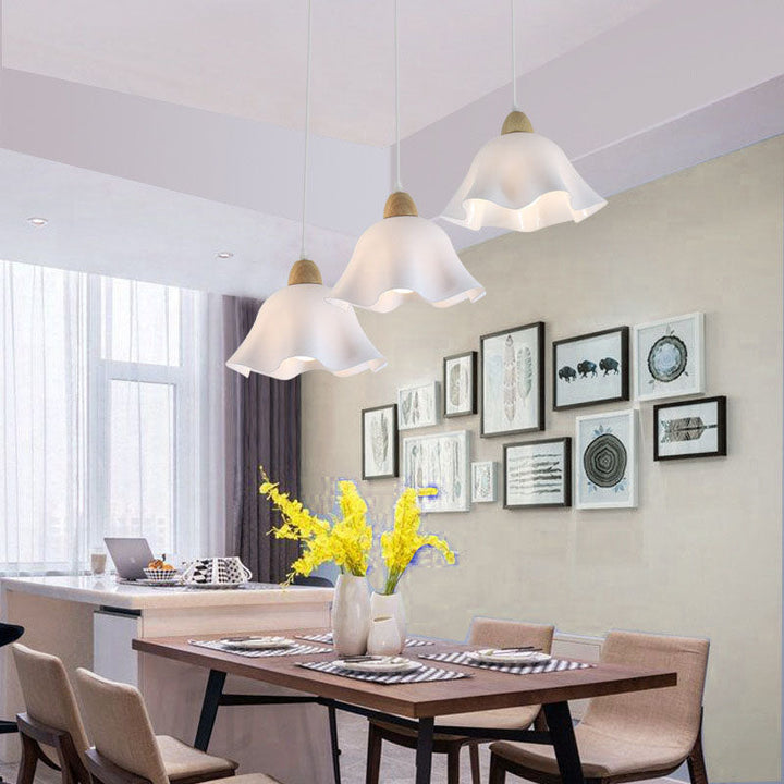 Candelabro Moderno Rústico en Forma de Flor de Madera y Hierro con 1/3 Luces 