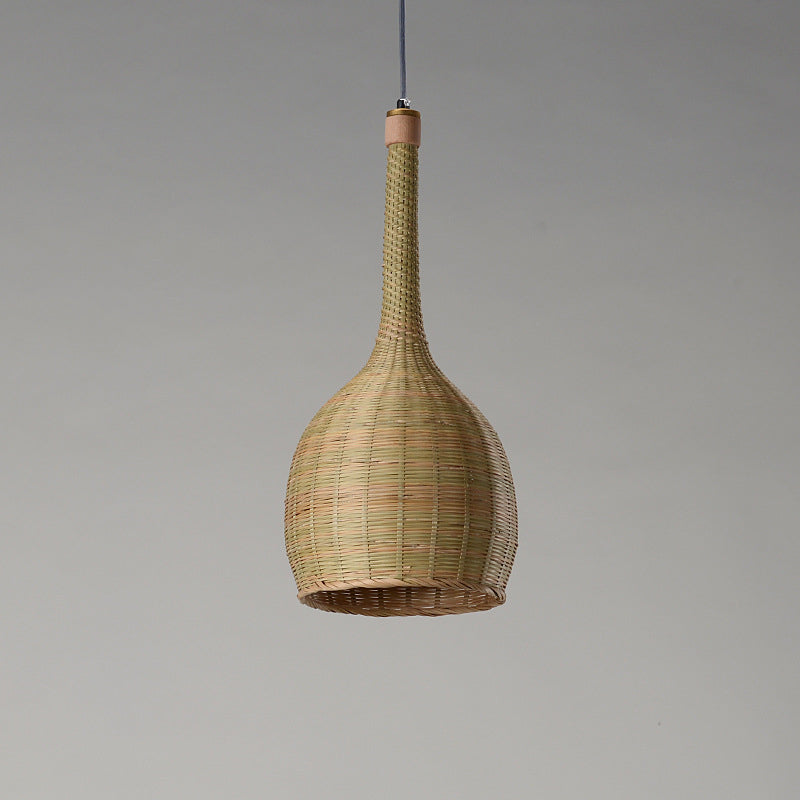 Bambusweberei Flaschenform 1-Licht Pendelleuchte im chinesischen Stil 