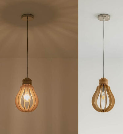 Simplicity Creative Solid Wood Oval Shaped 1-Light Pendant Light