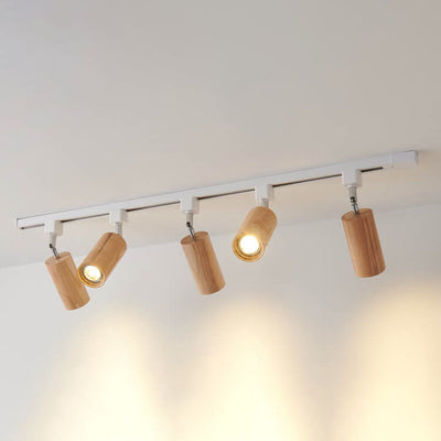 Nordic Wooden Track Lighting 5- Light LED Flush Mount Ceiling Light