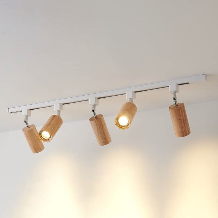 Nordic Wooden Track Lighting 1/5- Light LED Flush Mount Ceiling Light