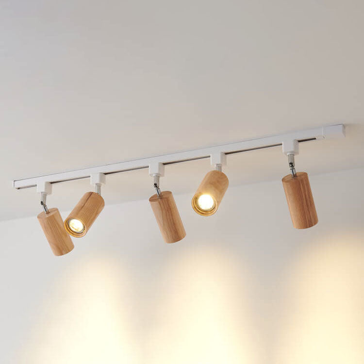 Nordic Wooden Track Lighting 5- Light LED Flush Mount Ceiling Light