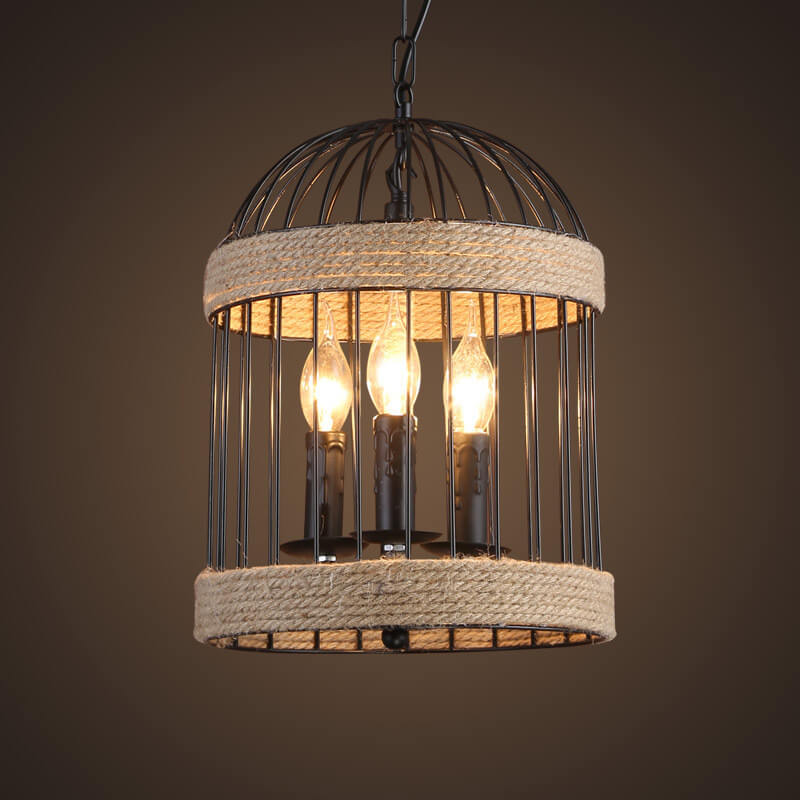 Industrielle Retro-Seil-Vogelkäfig 1-Licht Pendelleuchte 