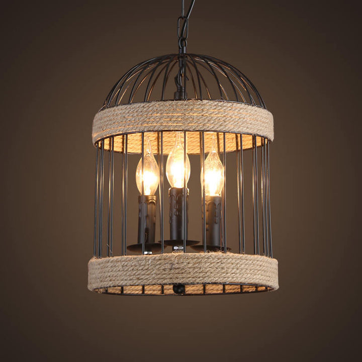 Industrielle Retro-Seil-Vogelkäfig 1-Licht Pendelleuchte 