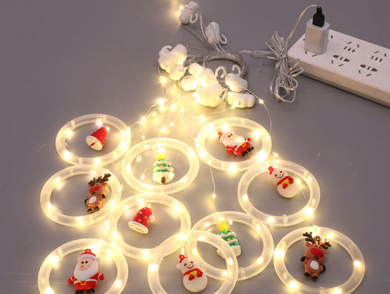 Christmas Circle Doll Hanging Decoration 10 LED USB String Lights