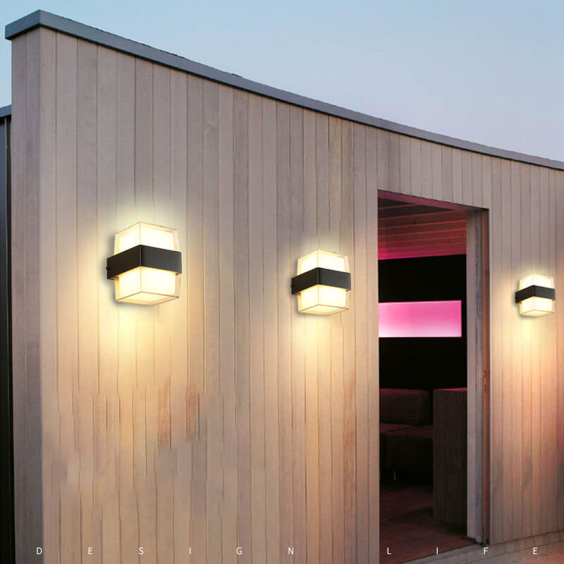 Lampes murales extérieures modernes étanches à LED carrées à 1 lumière 