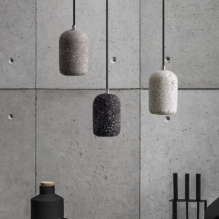 Suspension LED en ciment cylindrique moderne en terrazzo 