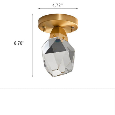 Crystal 1-Light Diamond Shade  Semi-Flush Mount Lighting