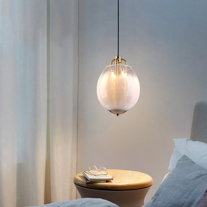 Modern Oval Shape Gradient Glass 1-Light LED Pendant Light
