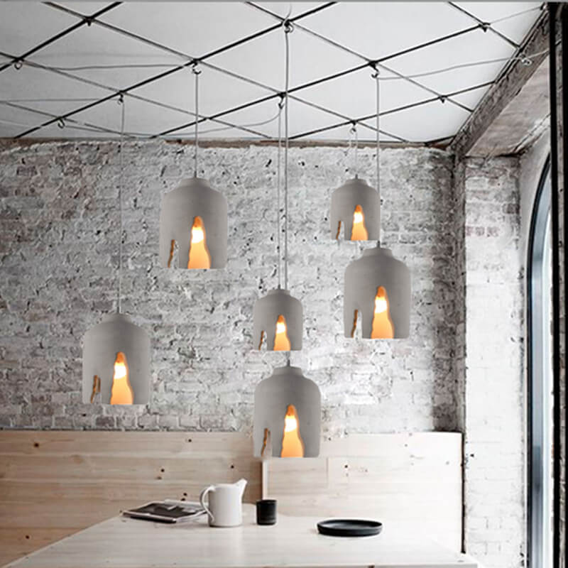 Luminaire suspendu industriel créatif à 1 lumière en ciment Notch 
