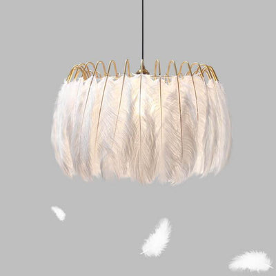 Modern Feather 1-Light Drum Pendant Light