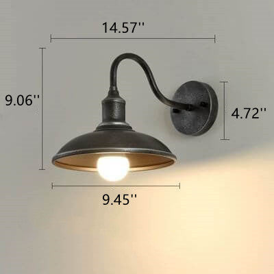 Retro Iron 1-Light Dome Outdoor Wall Lighting