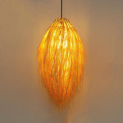 Modern Bamboo Weaving Creative Pine Cone 1-Light Tassels Pendant Light