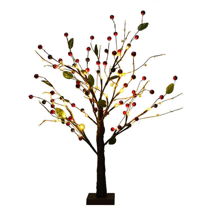 Red Fruits Pine Tree Light Small Led Battery Decoration Table Lamp