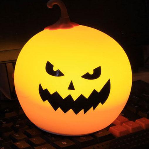 Halloween Round Pumpkin Pat Night Light Colorful Decorative LED Table Lamp