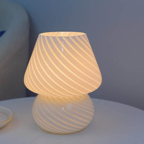 Lampe de Table de Nuit à LED 1 Lumière Champignon en Verre Créatif Rétro 