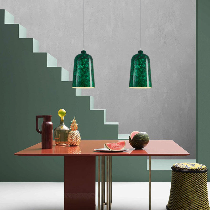 Modern Nostalgic Green Bell Shaped Steel 1-Light Pendant Light