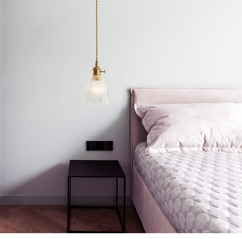 Textured Clear Glass 1-Light Single Bell Pendant Light 4 Design