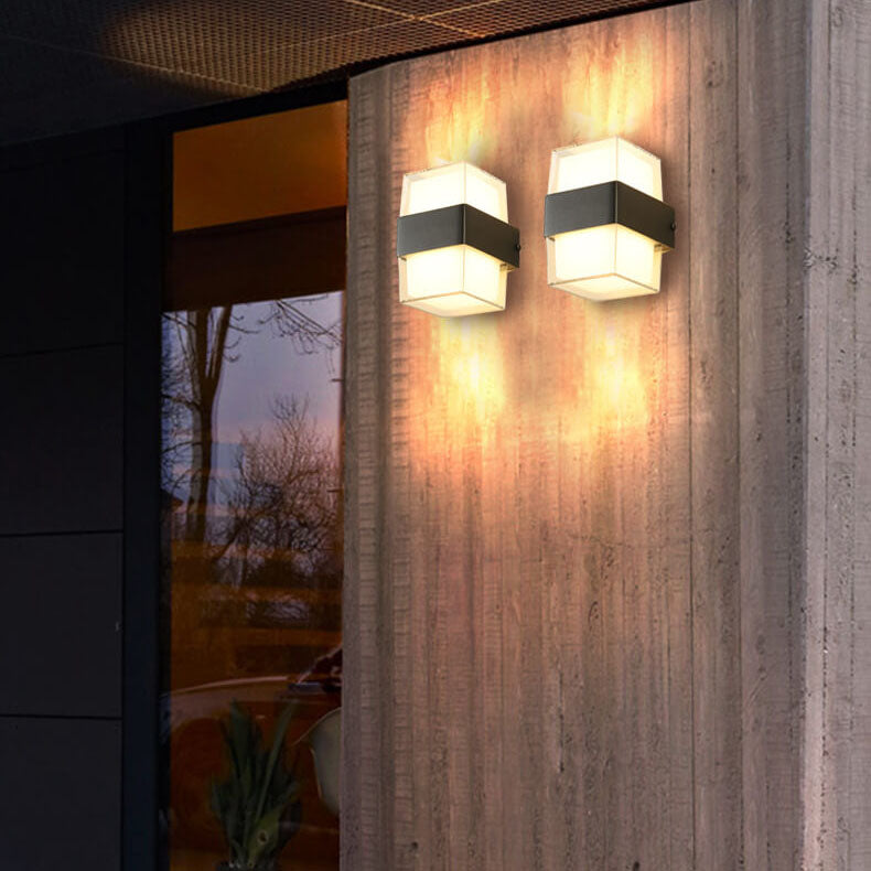 Lampes murales extérieures modernes étanches à LED carrées à 1 lumière 
