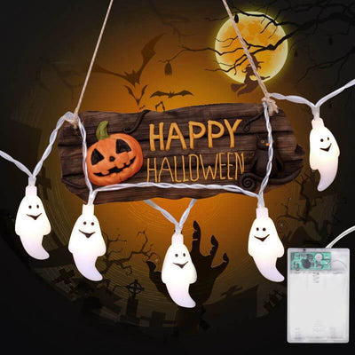 Halloween Ghost LED Fairy Lighting White Battery Solar Powered String Light