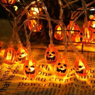 Halloween Orange Pumpkin 10/20 Light Battery Solar LED Light Decorative Plastic String Light