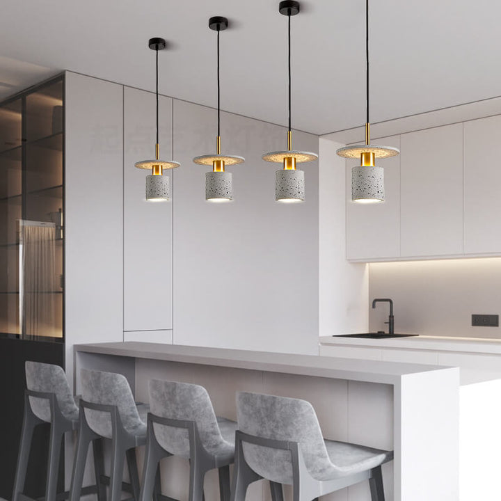 Suspension Luminaire Cylindrique à 1 Lumière en Terrazzo Nordique 
