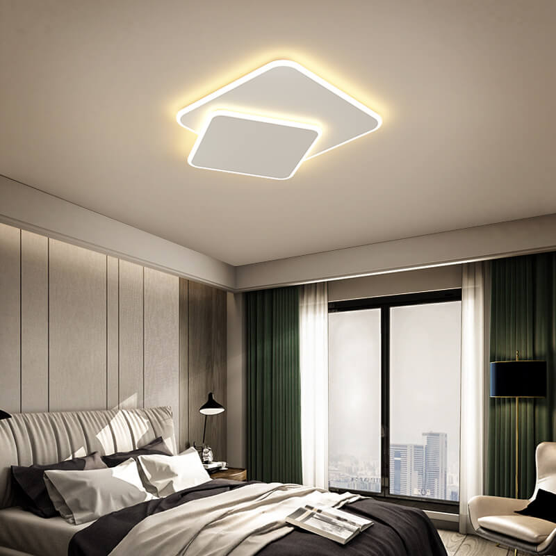 إضاءة مثبتة على السقف LED بلمسة نهائية بيضاء قابلة للتغيير بمصباح واحد ومربعين تصميم بسيط 