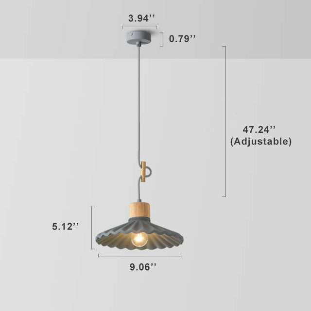 Modern Macaron Cement Scalloped Shade 1-Light Pendant Light