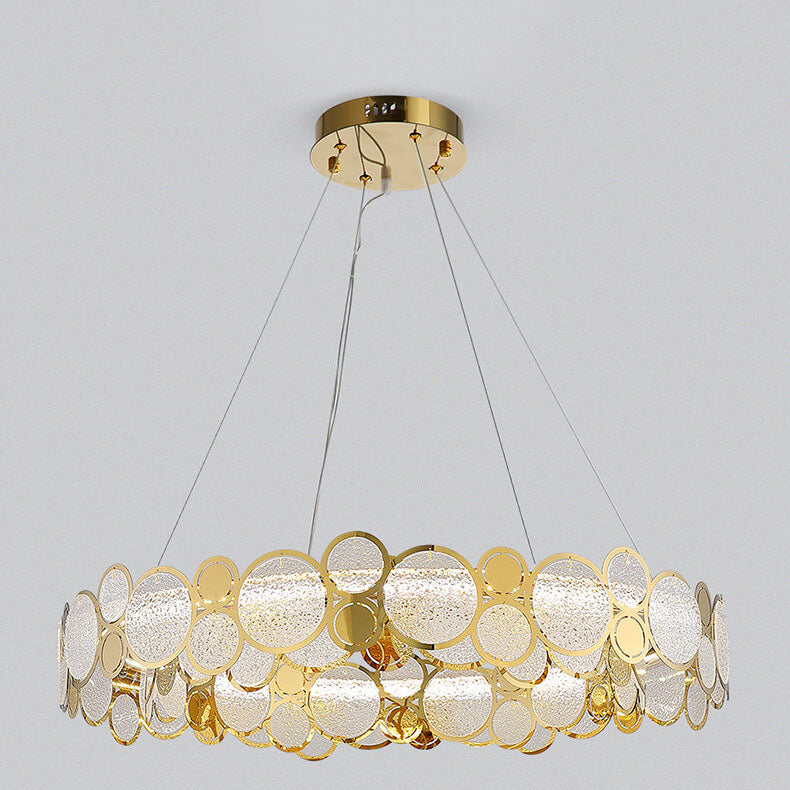 Modern Round Iron Glass 6/8 Light Led Chandeliers