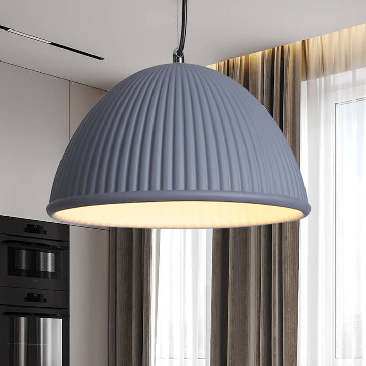 Luminaire suspendu en forme de dôme à 1 lumière en résine nervurée industrielle 