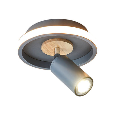 Contemporary Industrial Iron Barrel Spotlight 1-Light Flush Mount Light