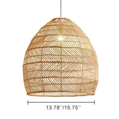Rattan Weaving 1-Light Dome Pendant Light