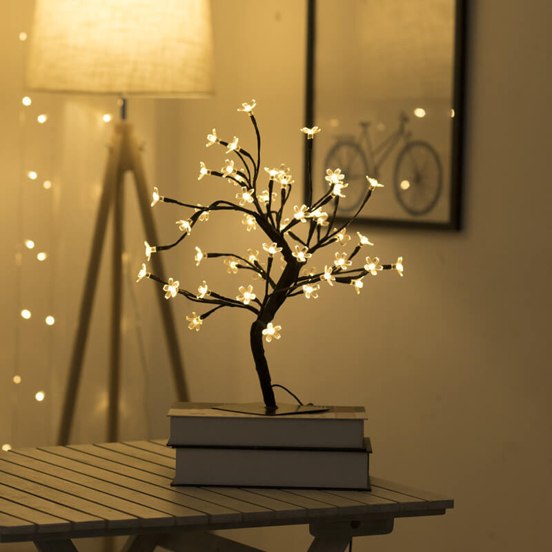 48 Light Blossom Cherry Blossom Tree Light USB Decoration LED Tree Table Lamp