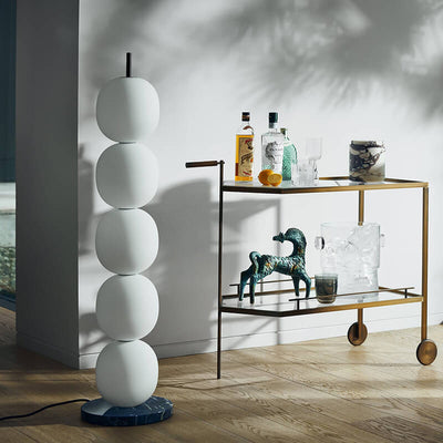 Nordic Round Glass Marble Base 2/5-Light Standing Floor Lamps
