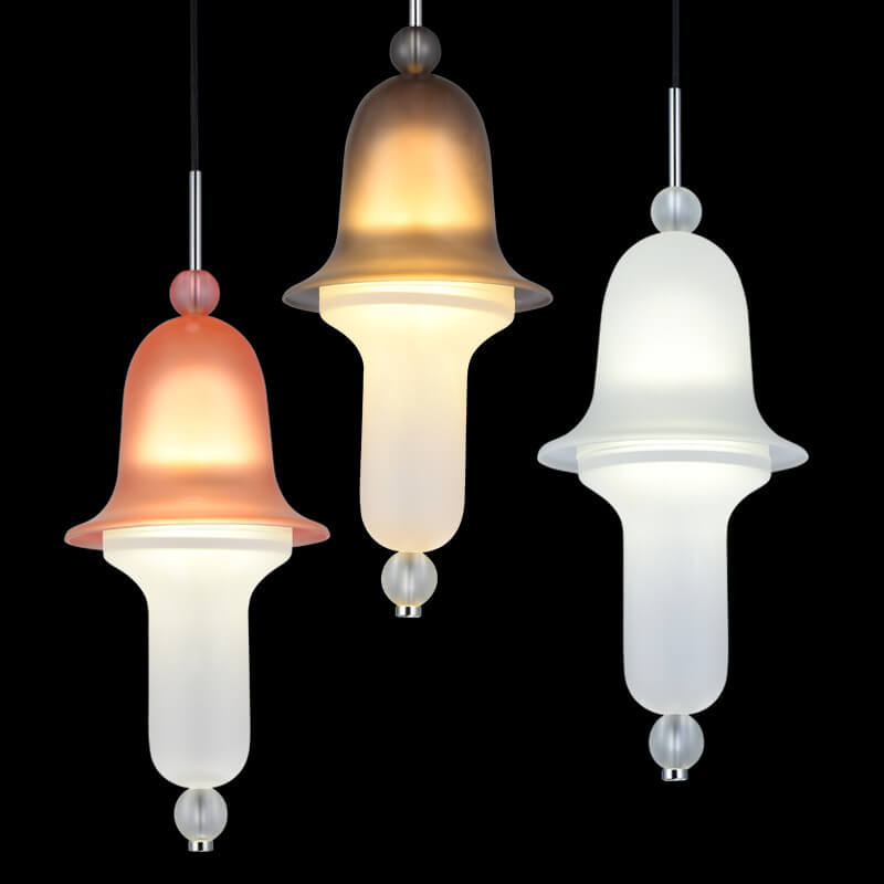 Simple Creative Colorful Bell Glass 1-Light LED Pendant Light