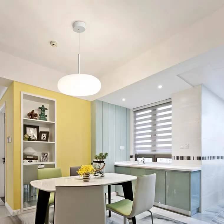 Moderne minimalistische Kunststoff weiße 1-Licht Trommel LED Pendelleuchte 