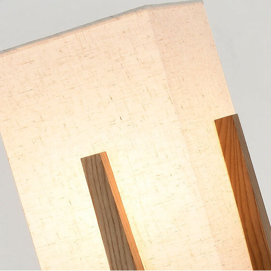 Modern Minimalist Copper Fabric Ash Wood Rectangular 1-Light Standing Floor Lamps For Living Room &amp; Bedroom