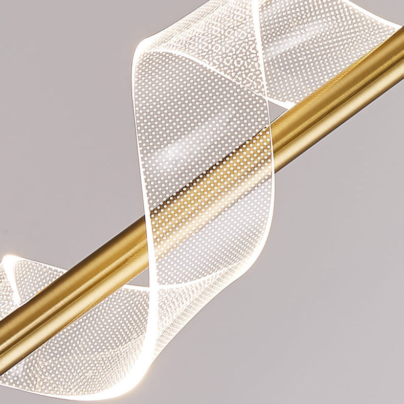 Moderne minimalistische LED-Pendelleuchte aus Acryl in Gold mit linearer Form 