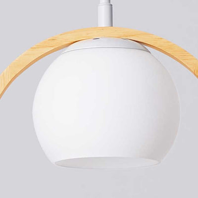 Modern Round Wood Ring 1-Light Little Bird LED Pendant Light