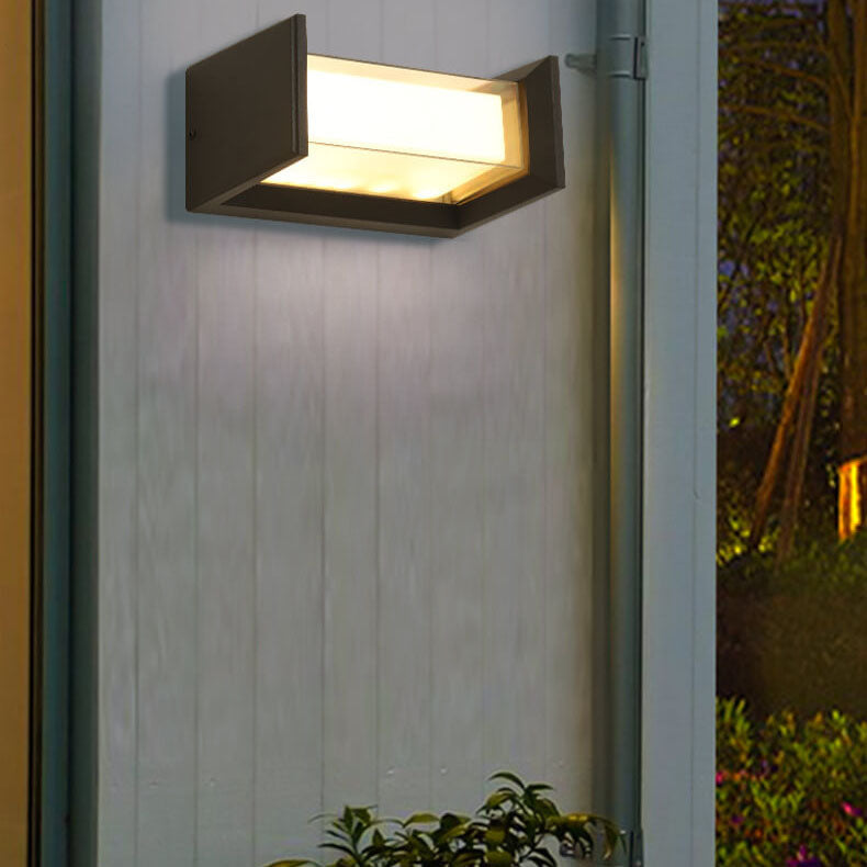 Moderna lámpara de pared LED rectangular impermeable de 1 luz para exteriores 