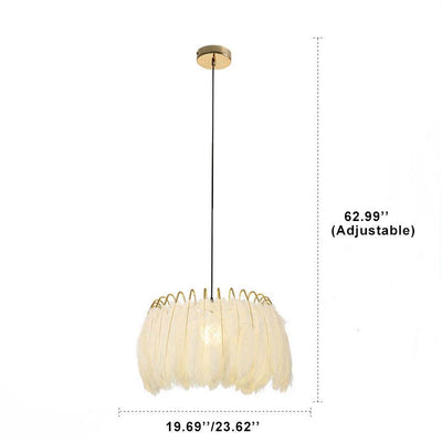 Modern Feather 1-Light Drum Pendant Light