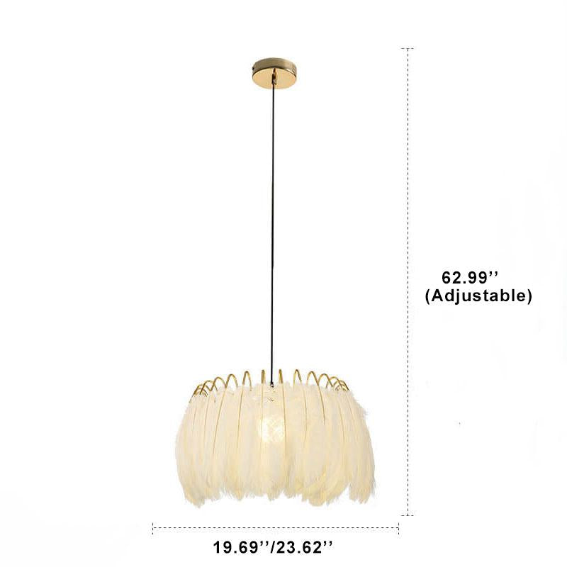 Modern Feather 1-Light Drum Pendant Light