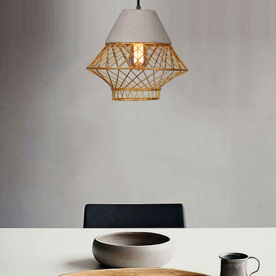 Retro Iron Cement 1-Light Lantern Pendant Light