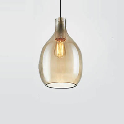 Modern Minimalist Oval Bottle Glass 1-Light Pendant Light