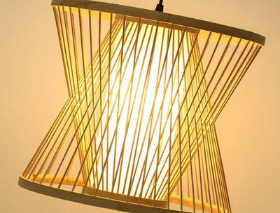 Bamboo Weaving Geometry Hourglass Shade 1-Light  Pendant Light