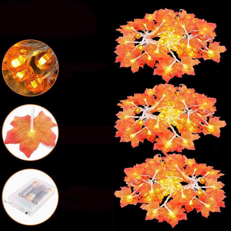 Maple Leaf Pumpkin LED Lights Festival Party Decoration Battery String Lights