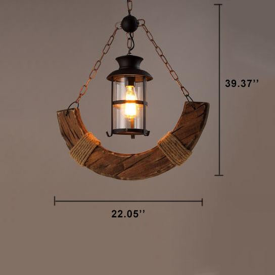 Lámpara colgante de 1 luz con forma de velero de madera retro 